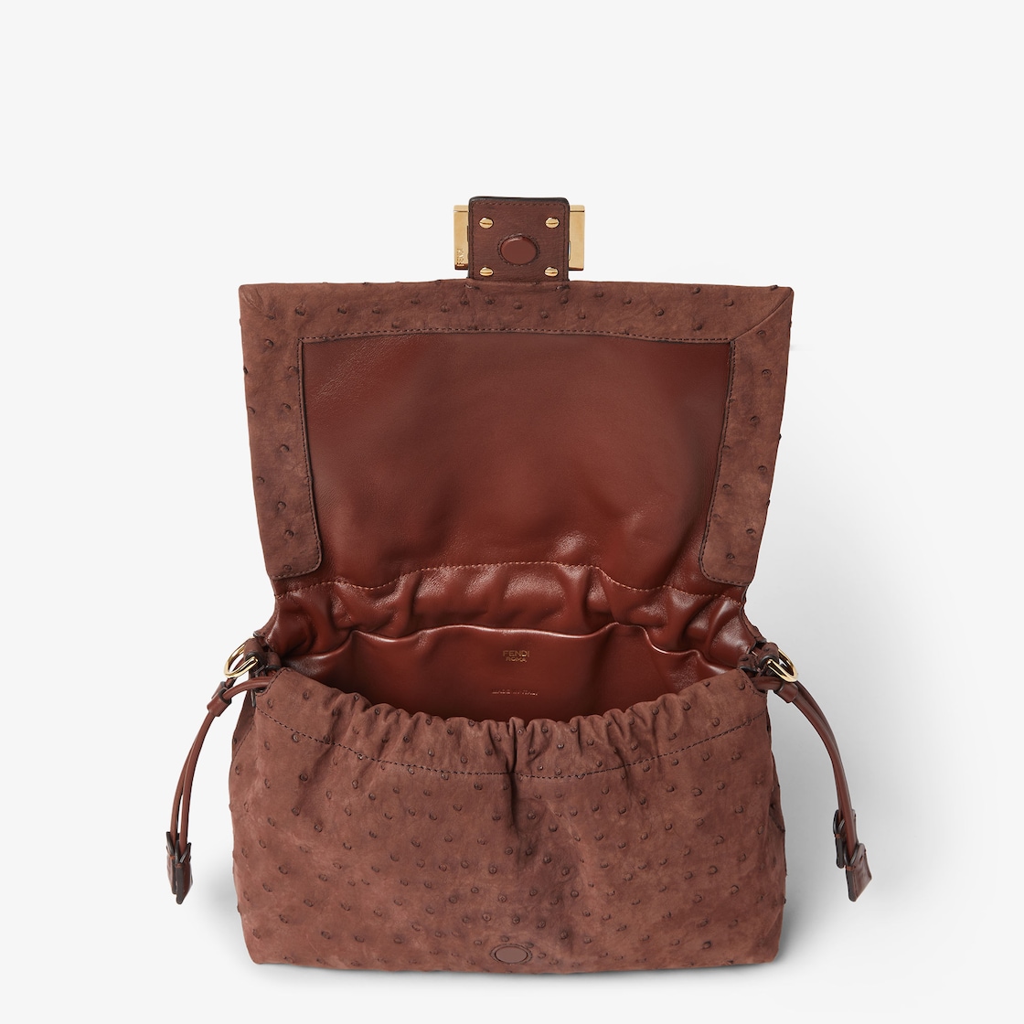 FENDI Mamma Baguette Medium Brown ostrich leather bag - Image 4